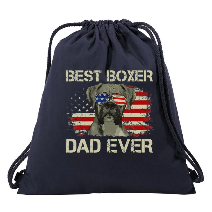 Best Boxer Dad Ever Dog Lover American Flag Gift Drawstring Bag