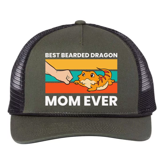 Best Bearded Dragon Mom Ever Lizard Girlss Bearded Dragon Retro Rope Trucker Hat Cap