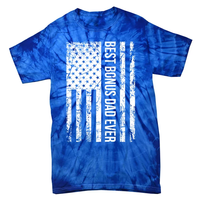 Best Bonus Dad Ever For Stepdad American Flag Dad Gift Tie-Dye T-Shirt