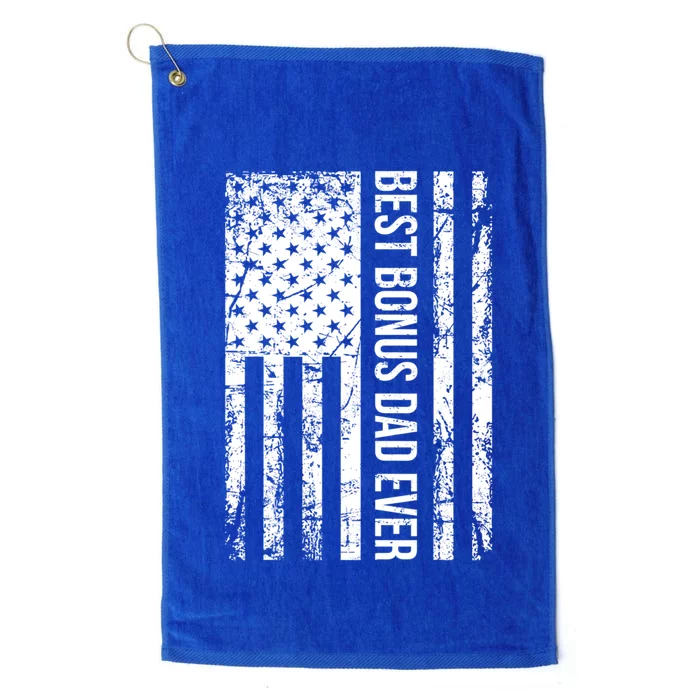 Best Bonus Dad Ever For Stepdad American Flag Dad Gift Platinum Collection Golf Towel