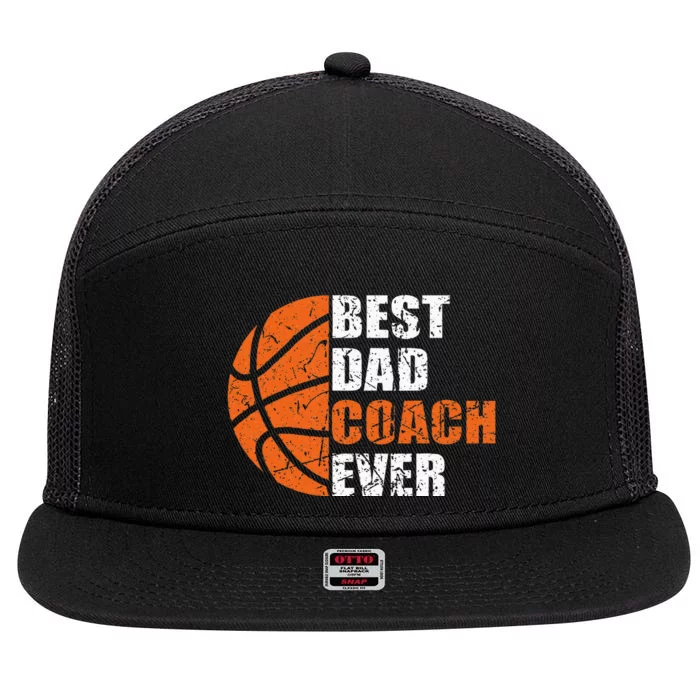 Best Basketball Dad Coach Ever Fathers Day Retro Bball Coach 7 Panel Mesh Trucker Snapback Hat