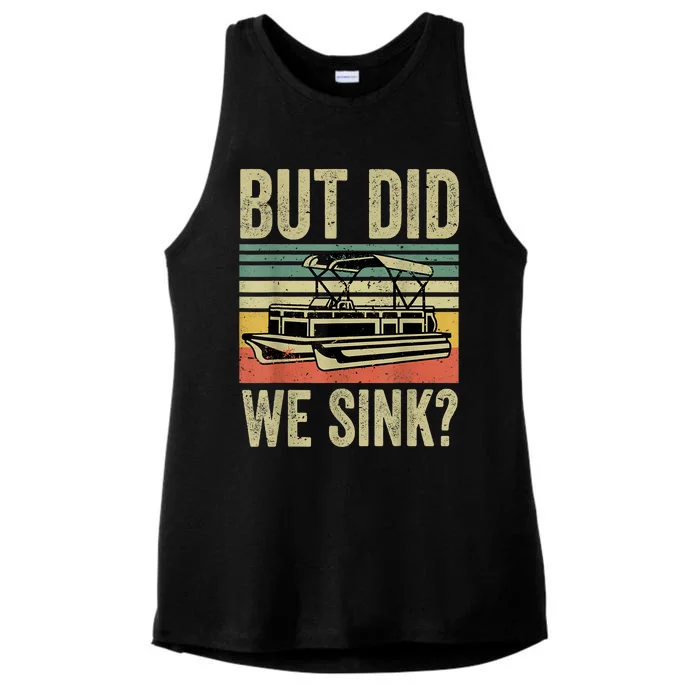 Boating But Did We Sink Funny Pontoon Boat Captain Ladies Tri-Blend Wicking Tank