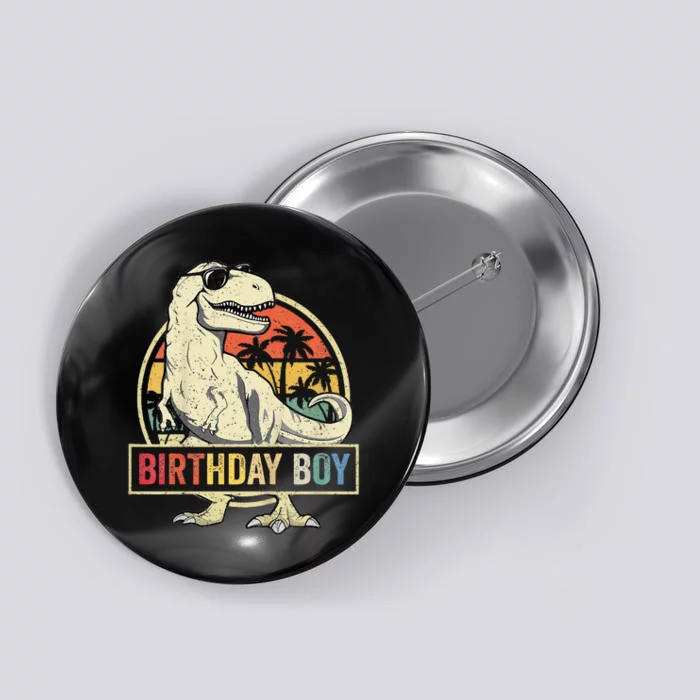 Birthday Boy Dino T Rex Dinosaur Boy Matching Family Button