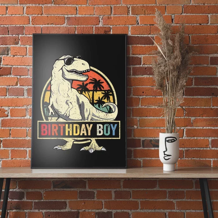 Birthday Boy Dino T Rex Dinosaur Boy Matching Family Poster