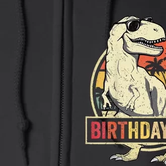 Birthday Boy Dino T Rex Dinosaur Boy Matching Family Full Zip Hoodie