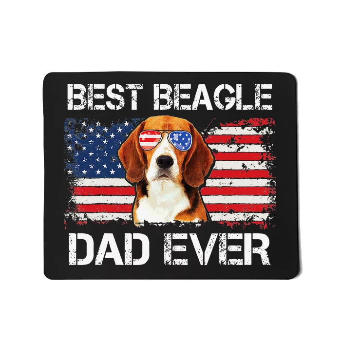 Best Beagle Dad Ever American Flag Fathers Day 4th Of July Mousepad