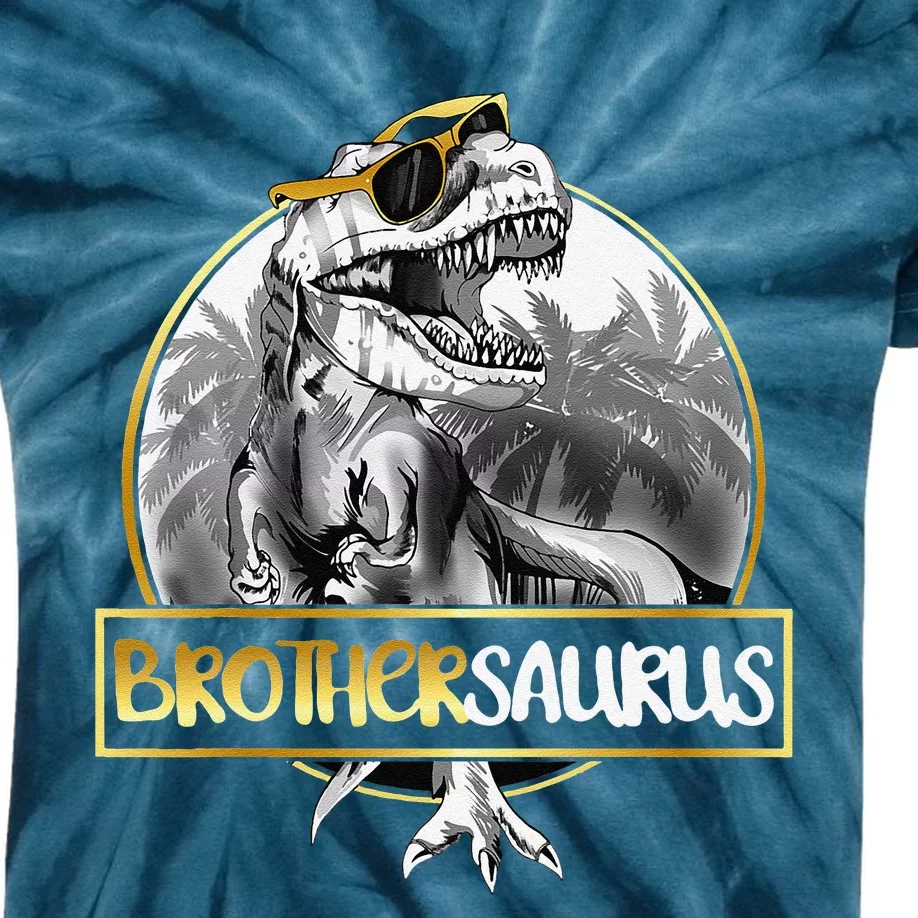 Brothersaurus Brother Dinosaur Fathers Day Gift Sister Kids Tie-Dye T-Shirt