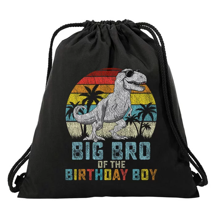 Big Bro Dinosaur Of The Birthday Boy Matching Family Drawstring Bag