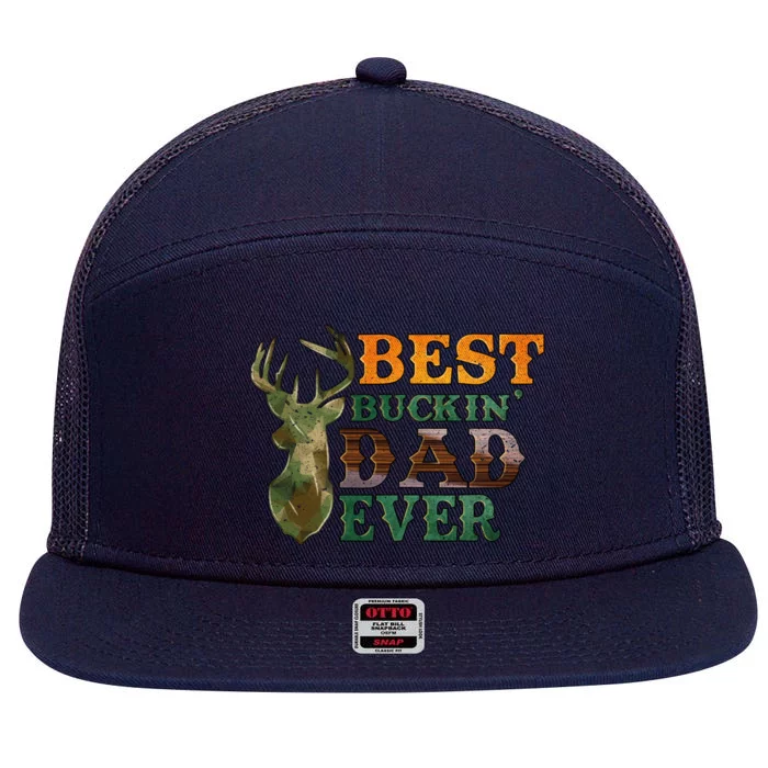 Best Buckin’ Dad Ever Deer Hunting Vintage 7 Panel Mesh Trucker Snapback Hat