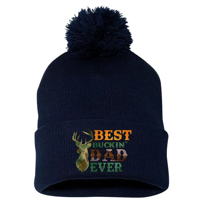 Best Buckin’ Dad Ever Deer Hunting Vintage Pom Pom 12in Knit Beanie