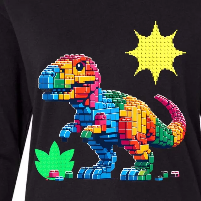 Building Bricks Dinosaur Trex Family Matching Womens Cotton Relaxed Long Sleeve T-Shirt