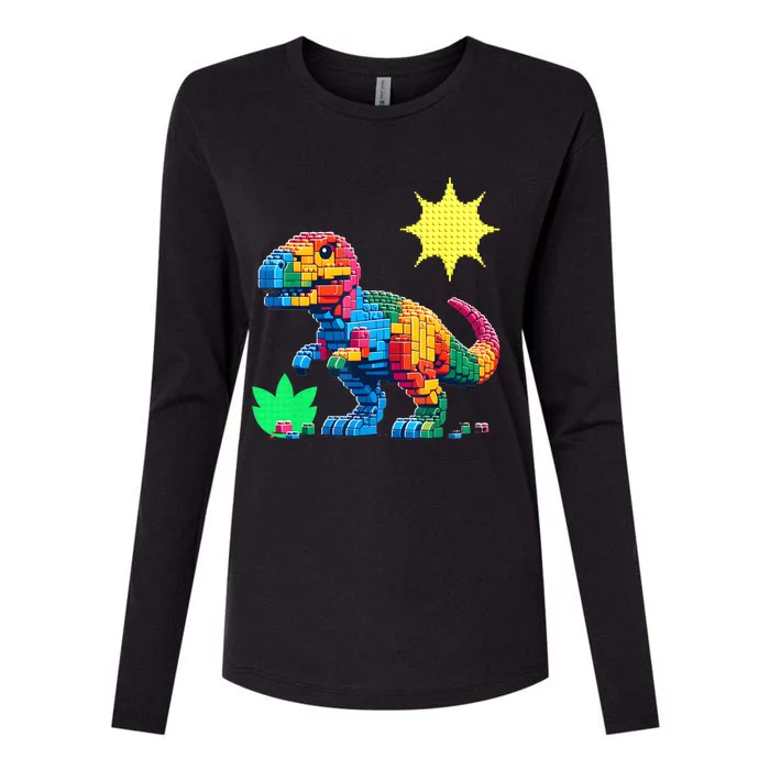 Building Bricks Dinosaur Trex Family Matching Womens Cotton Relaxed Long Sleeve T-Shirt