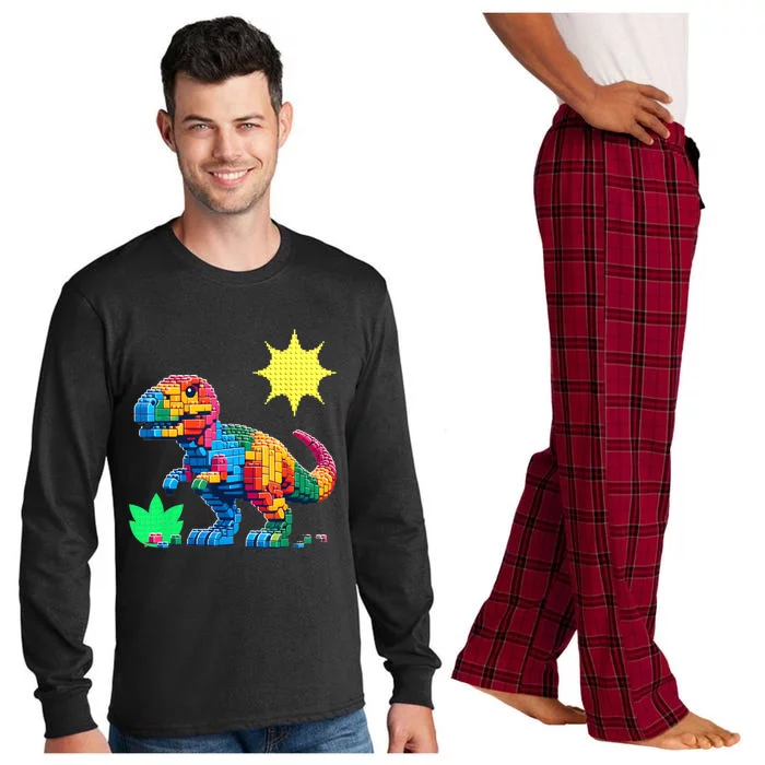 Building Bricks Dinosaur Trex Family Matching Long Sleeve Pajama Set