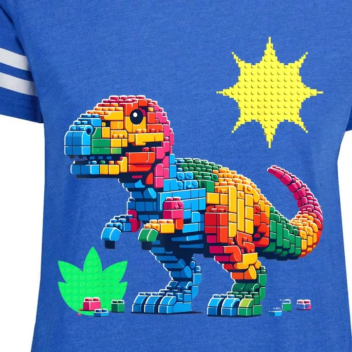 Building Bricks Dinosaur Trex Family Matching Enza Ladies Jersey Football T-Shirt