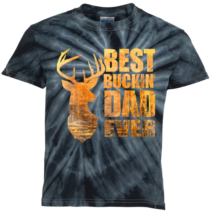 Best Buckin Dad Ever Mix Colors Yellow Tone Kids Tie-Dye T-Shirt