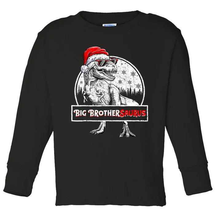 Big Brothersaurus Dinosaur Christmas Pajamas T Rex Toddler Long Sleeve Shirt