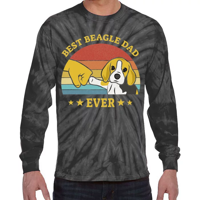 Best Beagle Dad Ever Proud Vintage Beagle Gifts Puppy Lover Tie-Dye Long Sleeve Shirt