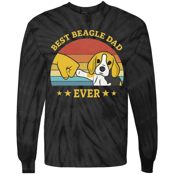 Best Beagle Dad Ever Proud Vintage Beagle Gifts Puppy Lover Tie-Dye Long Sleeve Shirt