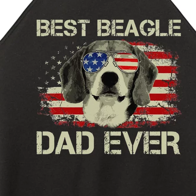 Best Beagle Dad Ever Dog Lover American Flag Gift Women’s Perfect Tri Rocker Tank