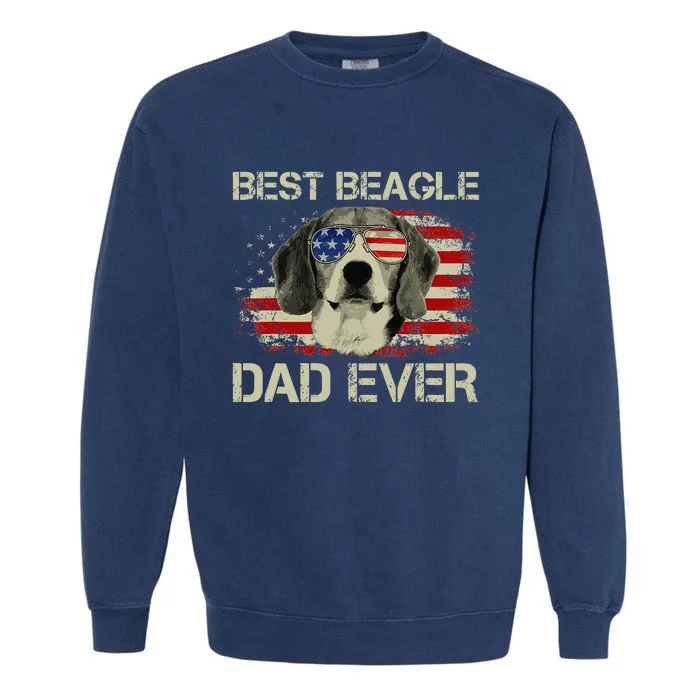 Best Beagle Dad Ever Dog Lover American Flag Gift Garment-Dyed Sweatshirt