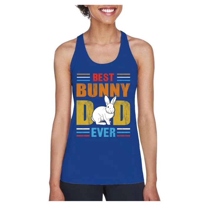 Best Bunny Dad Ever Matching Family Easter Retro Funny Gift Women's Racerback Tank