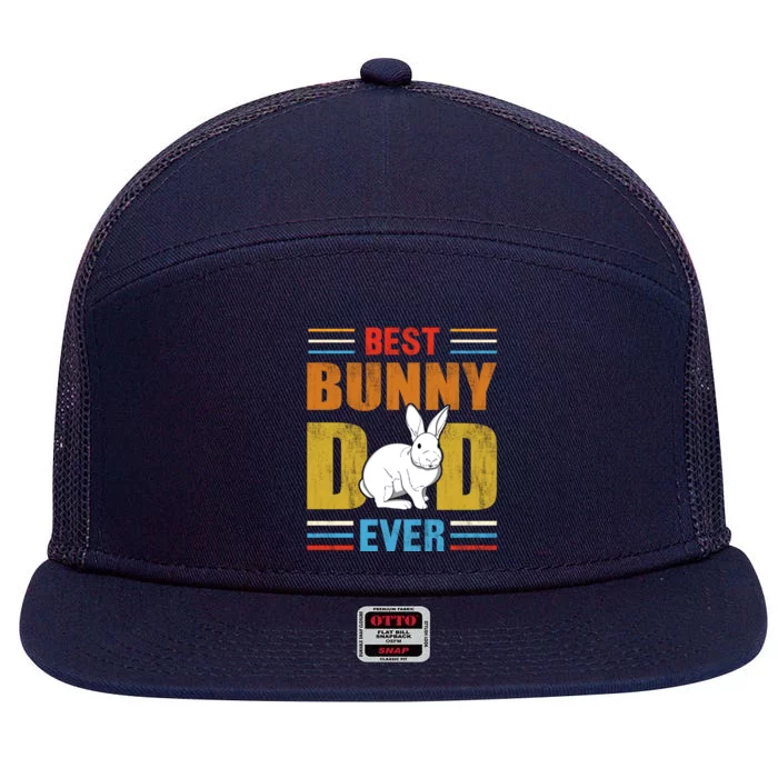 Best Bunny Dad Ever Matching Family Easter Retro Funny Gift 7 Panel Mesh Trucker Snapback Hat