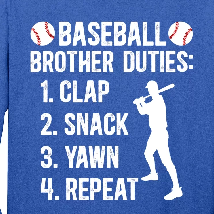 Baseball Brother Duties Brother Of A Baseball Player Gift Long Sleeve Shirt