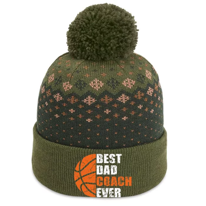 Best Basketball Dad Coach Ever Fathers Day Retro Bball Coach The Baniff Cuffed Pom Beanie