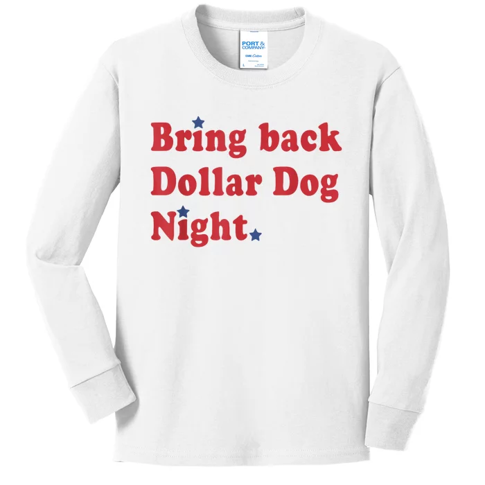 Bring Back Dollar Dog Night Stars Baseball Kids Long Sleeve Shirt