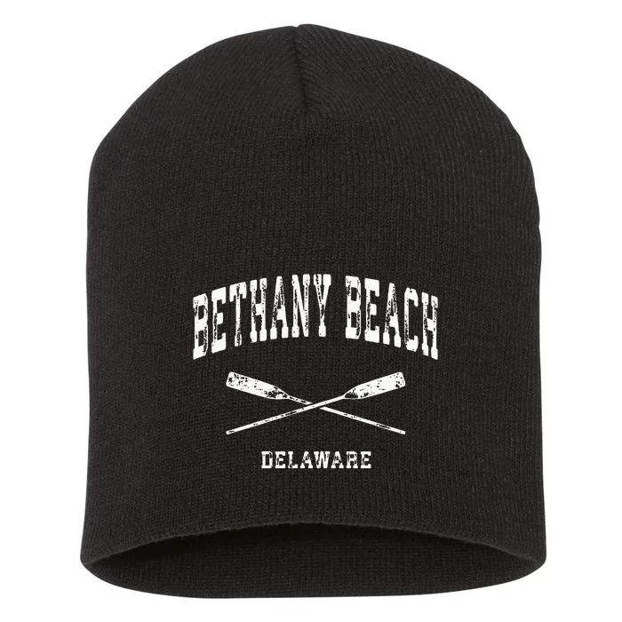 Bethany Beach Delaware Vintage Nautical Crossed Oars Short Acrylic Beanie