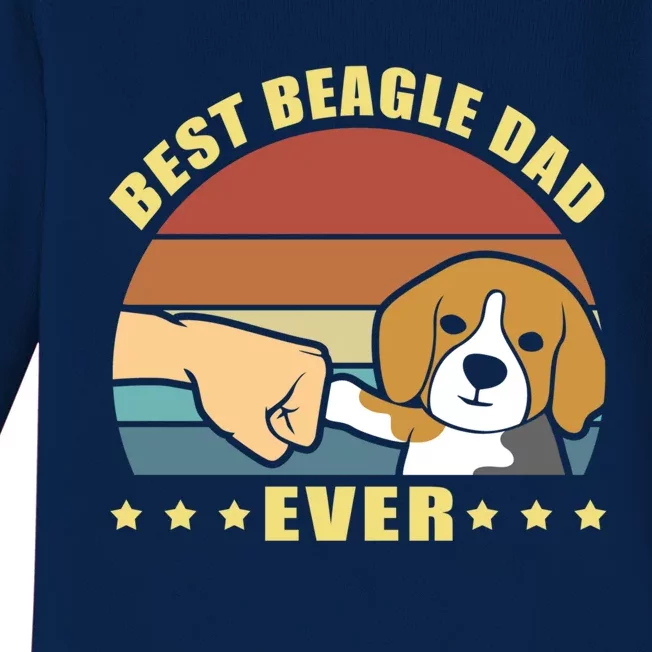 Best Beagle Dad Ever Dog Owner Father Funny Gift Baby Long Sleeve Bodysuit