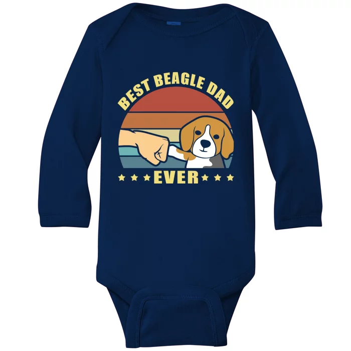 Best Beagle Dad Ever Dog Owner Father Funny Gift Baby Long Sleeve Bodysuit