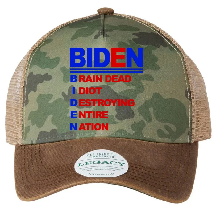 Biden Brain Dead Idiot Destroying Entire Nation Legacy Tie Dye Trucker Hat