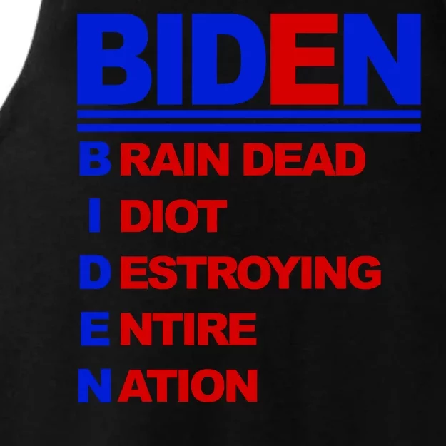 Biden Brain Dead Idiot Destroying Entire Nation Ladies Tri-Blend Wicking Tank