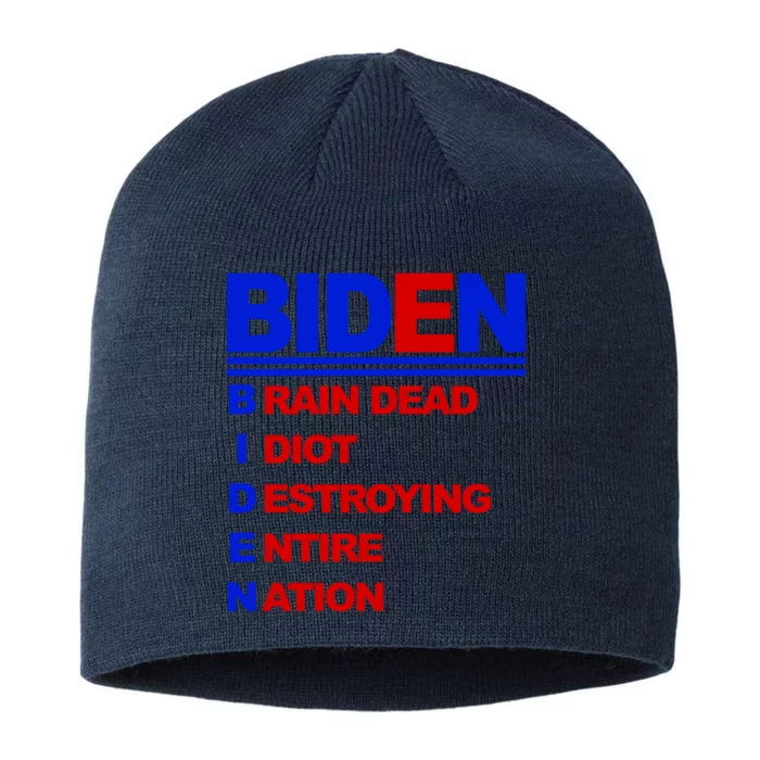 Biden Brain Dead Idiot Destroying Entire Nation 8 1/2in Sustainable Knit Beanie