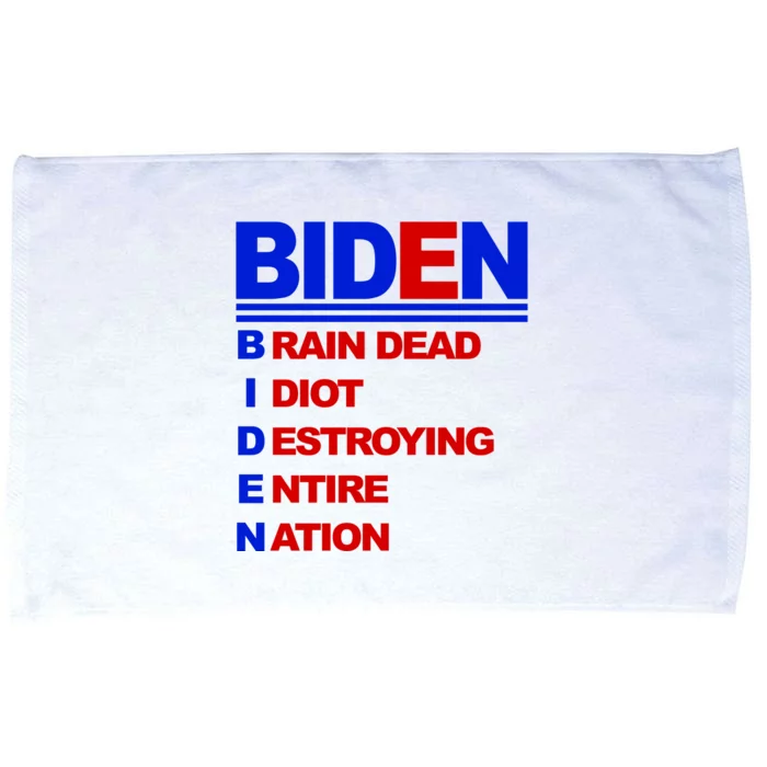 Biden Brain Dead Idiot Destroying Entire Nation Microfiber Hand Towel