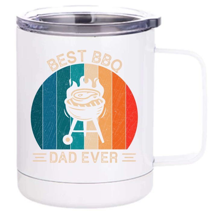 Best Bbq Dad Ever Retro Bbq Graphic Father's Day Meaningful Gift Front & Back 12oz Stainless Steel Tumbler Cup