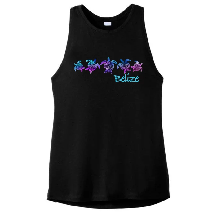 Belize Beach Design / Tribal Turtle Gift Ladies Tri-Blend Wicking Tank