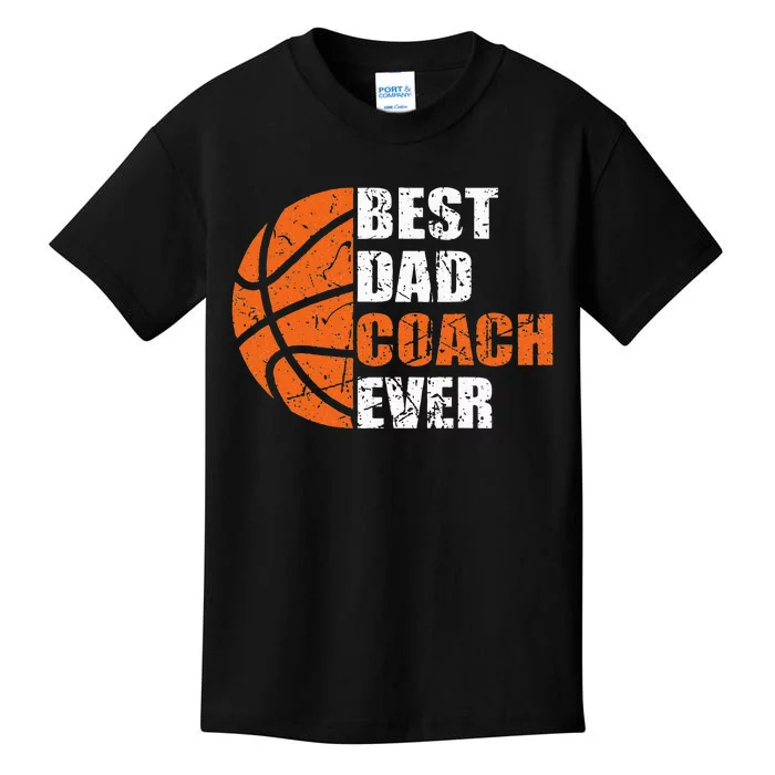 Best Basketball Dad Coach Ever Fathers Day Retro Bball Coach Kids T-Shirt