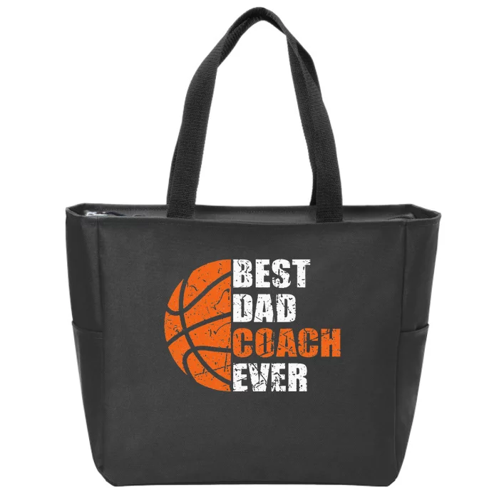 Best Basketball Dad Coach Ever Fathers Day Retro Bball Coach Zip Tote Bag