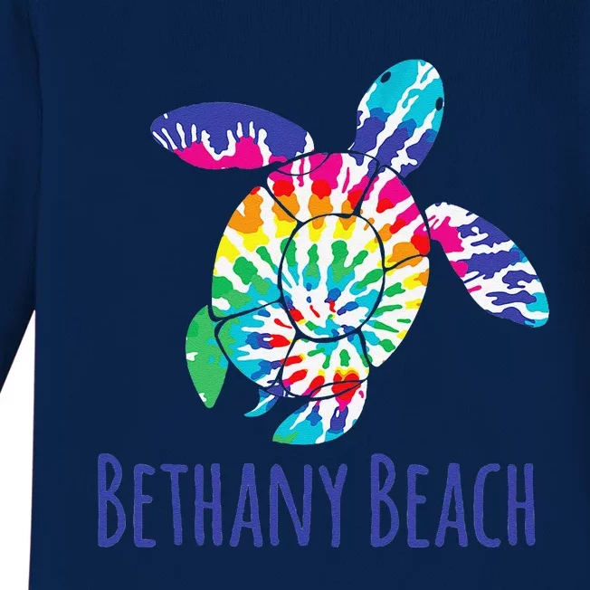 Bethany Beach Delaware Batik Tie Dye Boho Loggerhead Turtle Baby Long Sleeve Bodysuit