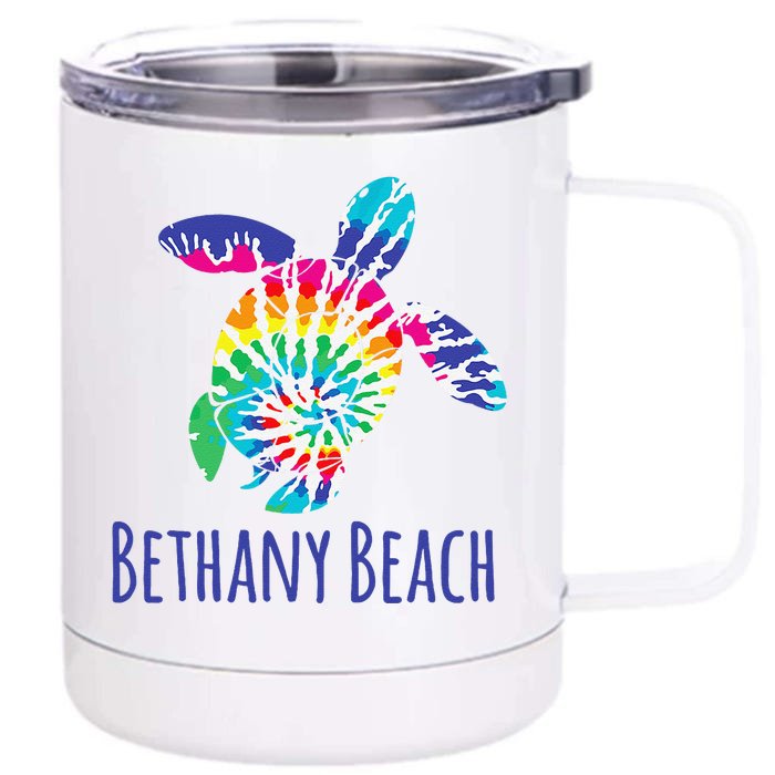 Bethany Beach Delaware Batik Tie Dye Boho Loggerhead Turtle Front & Back 12oz Stainless Steel Tumbler Cup