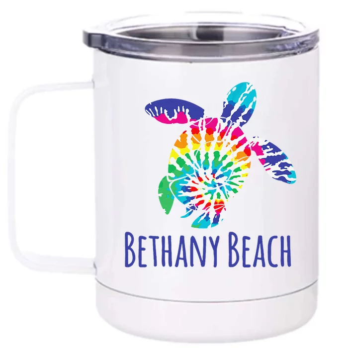 Bethany Beach Delaware Batik Tie Dye Boho Loggerhead Turtle Front & Back 12oz Stainless Steel Tumbler Cup