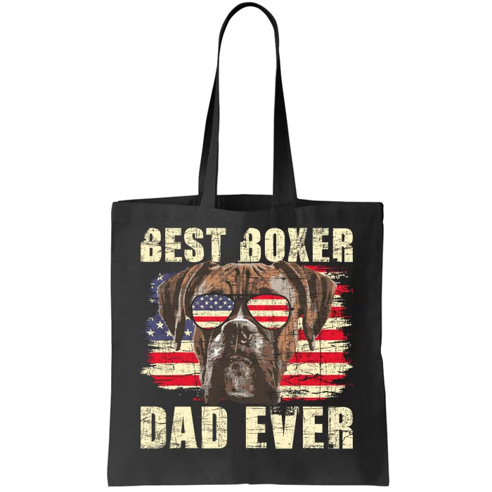 Best Boxer Dad Ever Usa Flag American Dog Animal Lover Tote Bag