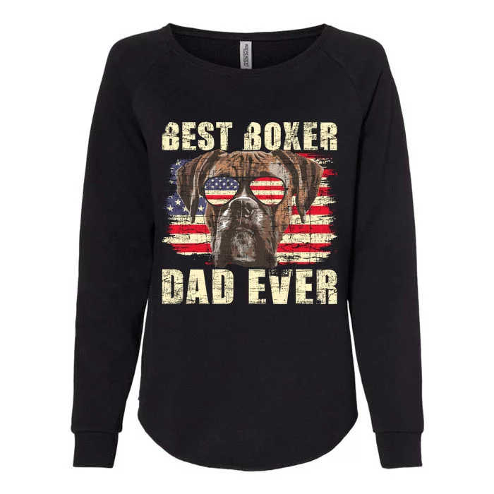 Best Boxer Dad Ever Usa Flag American Dog Animal Lover Womens California Wash Sweatshirt