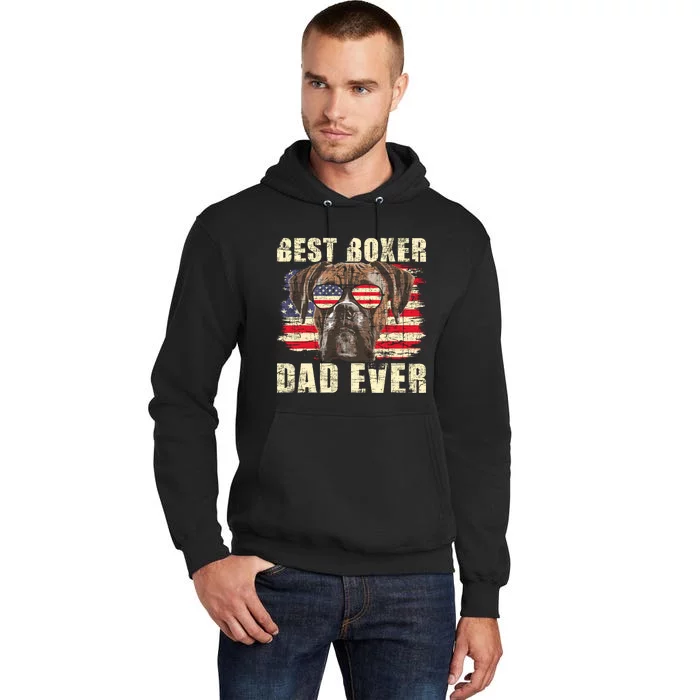 Best Boxer Dad Ever Usa Flag American Dog Animal Lover Tall Hoodie