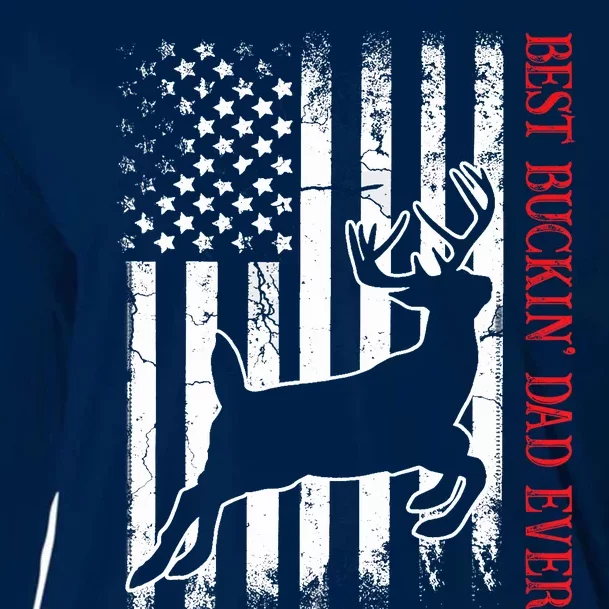 Best Buckin Dad Ever American Flag Deer Hunting Cooling Performance Long Sleeve Crew