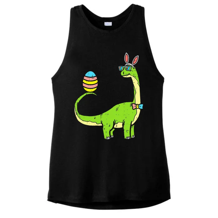 Brontosaurus Bunny Ears Egg Easter Day Dinosaur Dino Ladies Tri-Blend Wicking Tank