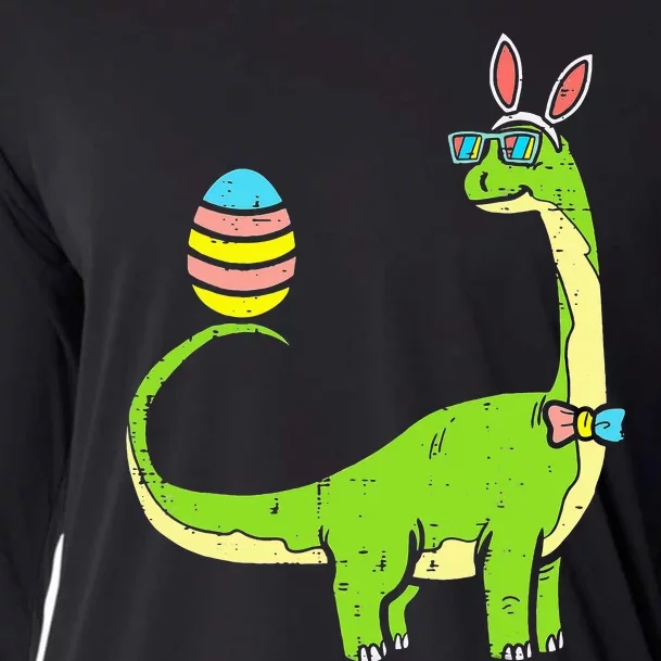 Brontosaurus Bunny Ears Egg Easter Day Dinosaur Dino Cooling Performance Long Sleeve Crew