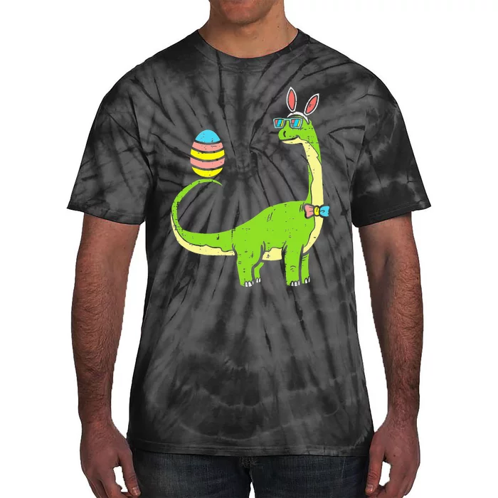 Brontosaurus Bunny Ears Egg Easter Day Dinosaur Dino Tie-Dye T-Shirt